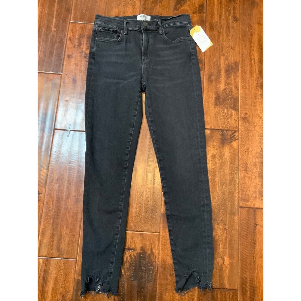 AGOLDE Black Sophie Slim Ankle Raw Hem Denim Jeans, Size 28